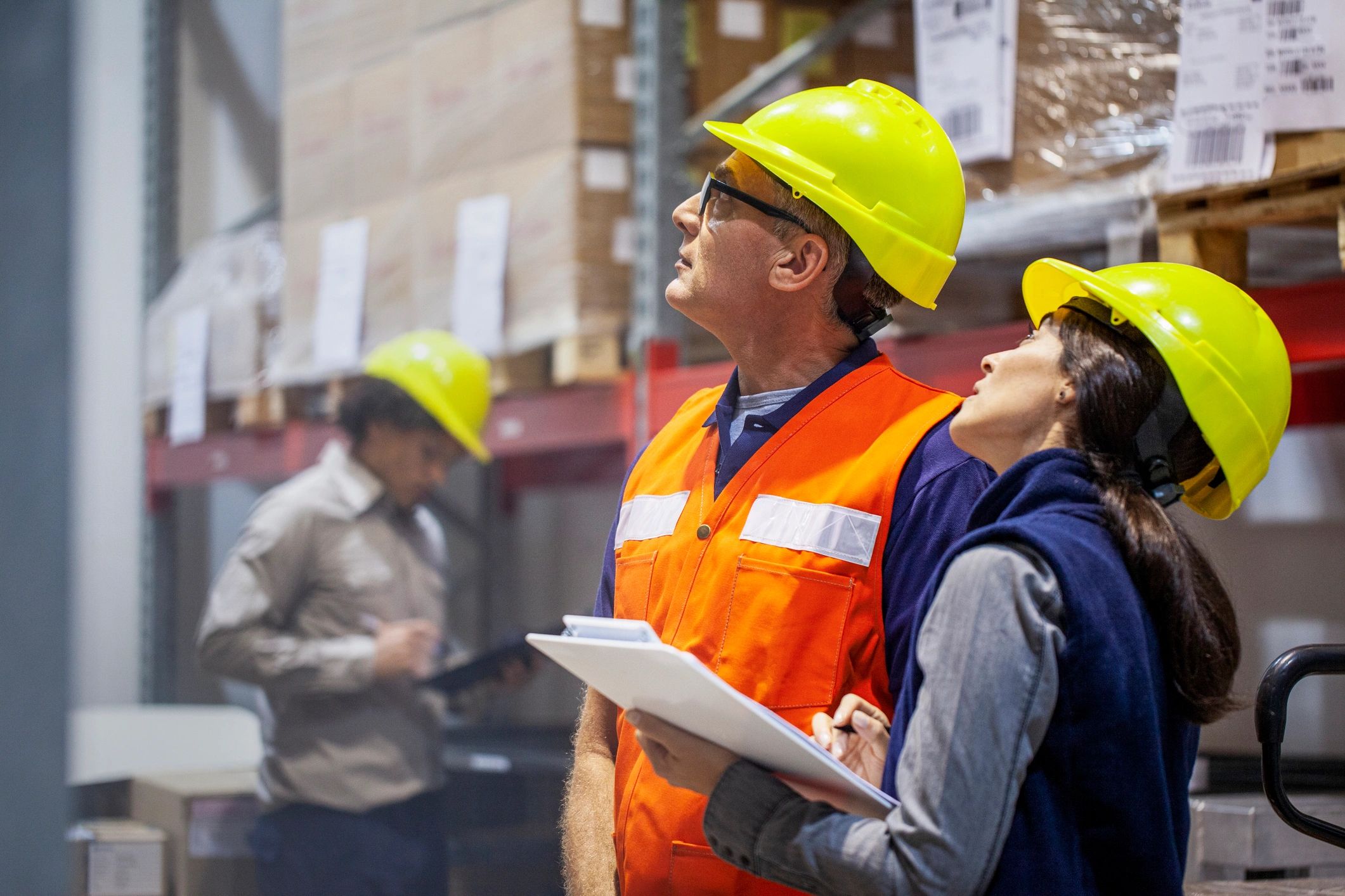 Trade operations team coordinating warehouse activity